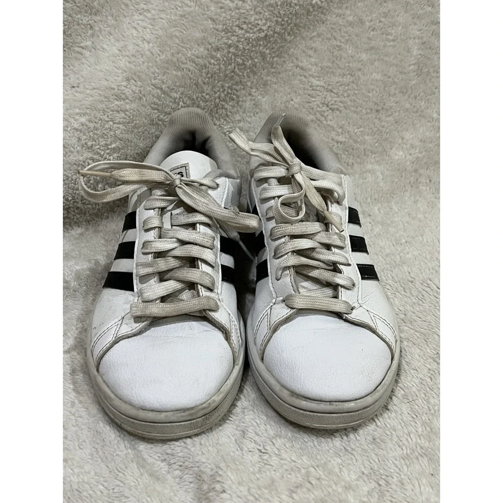 Adidas‎ Grand Court Sneakers White with Black Stripes, Women Size 7 Shoes 28Y001
